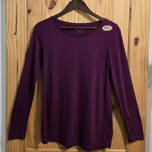 Stylus Women's Long Sleeve T Shirt Size SM Plum Purple Crew Neck Pullover Top